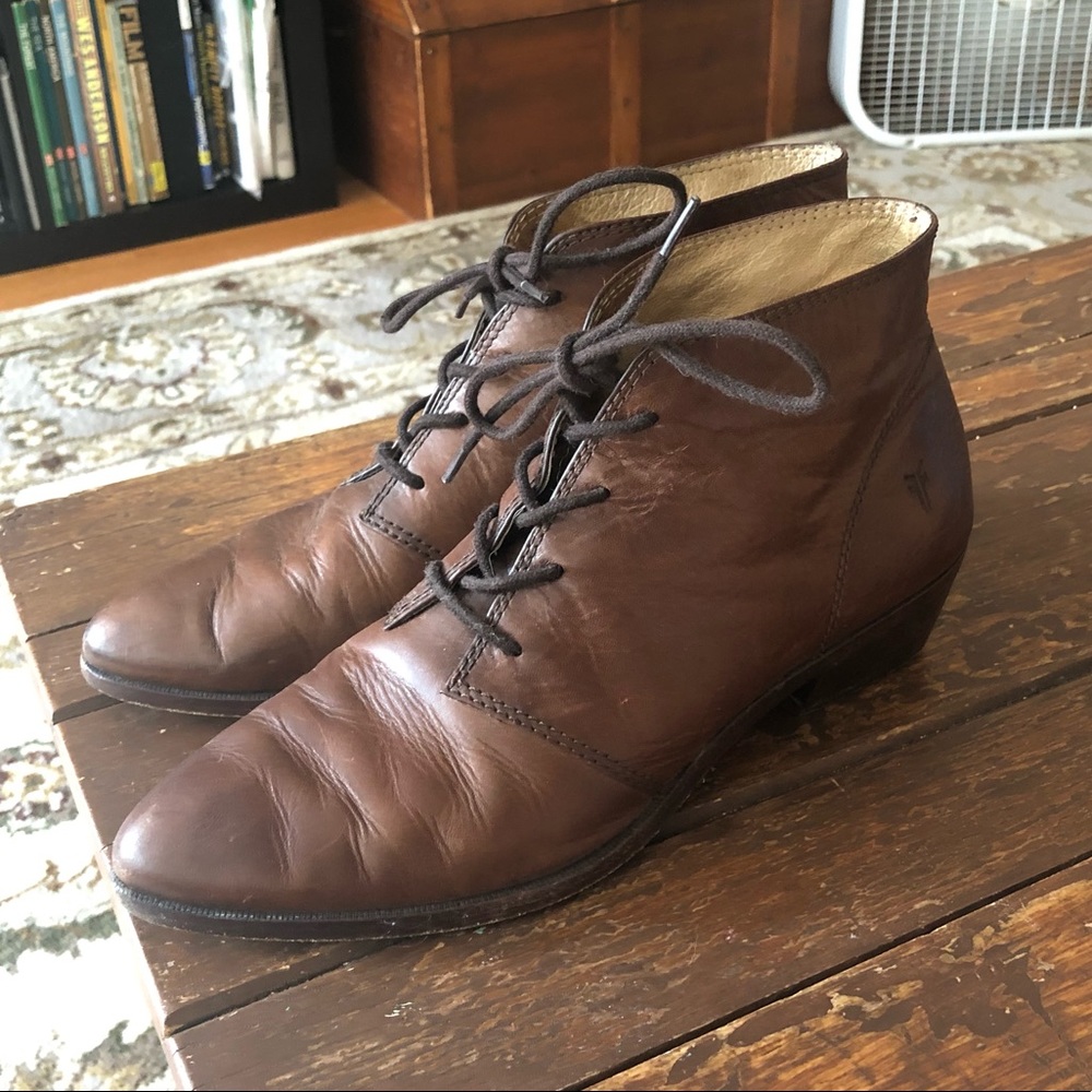 Leather Lace Up Frye Booties